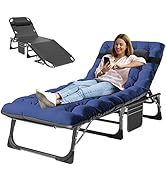MOPHOTO Folding Chaise Lounge Chair 5-Position, Folding Cot, Heavy Duty Patio Chaise Lounges for ...