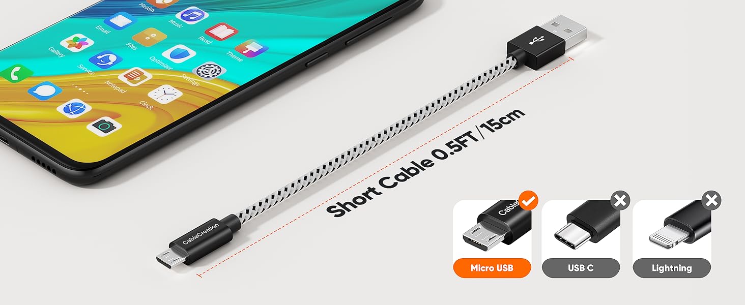 short micro usb cable
