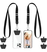 SS Phone Lanyard, 2× Adjustable Phone Neck Strap, 4 × Phone Patches, Universal Multifuctional Cel...