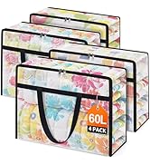 EdenDwell Clear Under Bed Storage Containers - 4 Pack Large Capacity Clothes Storage Bags with Li...