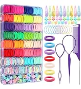 Hair Accessories for Girls - 360 Pieces Toddler Elastic Hair Ties, Hair Clips, and Hair Tail Tool...