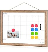 Dry Erase Calendar Whiteboard for Wall, WALGLASS 16" X 12" Small Monthly Calendar White Board wit...