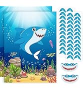 NEBURORA 2 Pack Pin The Tail on The Shark Party Game,2 Large 21"x 28" Posters with 48pcs Stickers...