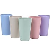 LuckyZone Wheat Straw Unbreakable Cup | 20 oz Reusable Water Drinking Glasses Sets of 5 | Lightwe...