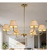 Phaosio 39" Boho Rattan Chandelier, 6-Light Rattan Pendant Light, Handwoven Natural Rattan, Rusti...