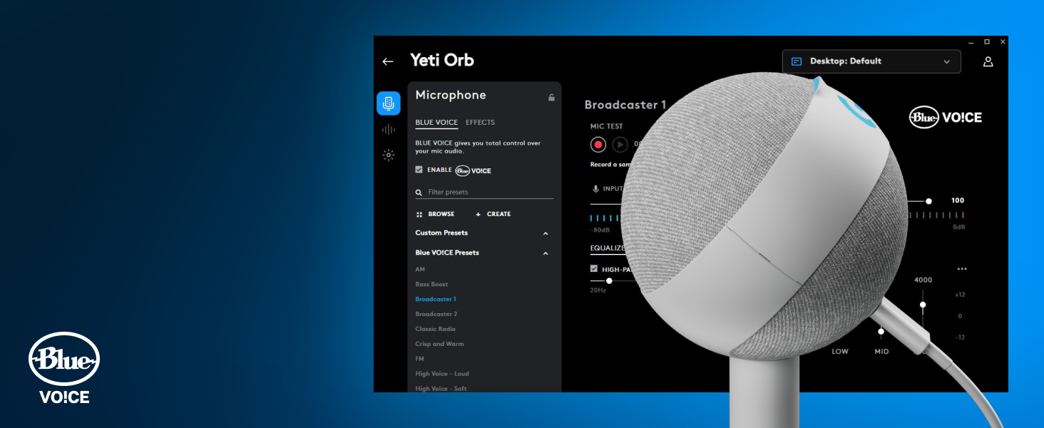 screenshot of blue voice software for yeti orb wired condenser rgb lights gaming microphone