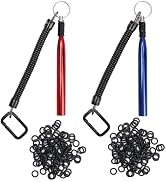 2 Pack Wacky Rig Tools and 200 PCS Worm O Rings, Wacky Worm Kit for Stick Soft Baits Wacky Fishin...