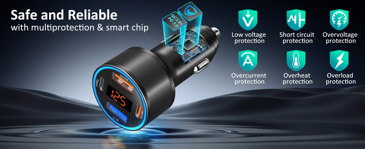 digital voltmeter for car cigarette charger