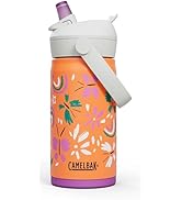 CamelBak Thrive Flip Straw Kids 12oz Water Bottle - Insulated Stainless Steel, Butterfly Rainbow