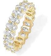 PAVOI 14K Yellow Gold Plated Love Rings Oval Cubic Zirconia 5mm Stackable Yellow Gold Rings for W...