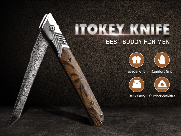 EDC Pocket Knife for Men, 3.7 inch Folding Knife with Tanto Blade and Liner Lock, Pocket Sheath