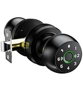 Smart Biometric Door Knob Lock, Black, 6-in-1 Keyless Entry with Fingerprint, App Control, Code A...