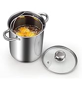 Cook N Home Deep Fryer Pot, Japanese Tempura Small Stainless Steel Deep Frying Pot, 304 Stainless...