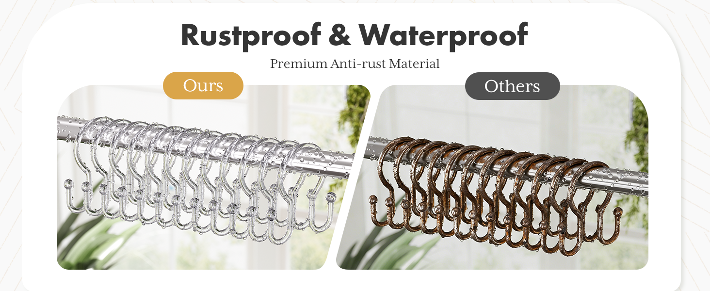 Shower Curtain Hooks RustProof Shower Hooks for Shower Curtain Liner Bathroom Shower Rod Hook