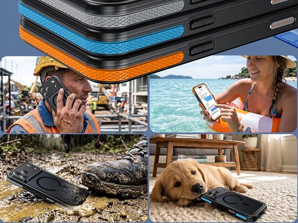 oterkin for iPhone series magnetic IP68 waterproof translucent matte back 360 full body case