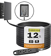 CABOCASA 12FT Ultra Flat Plug Extension Cord Power Strip with 3 Outlets, Patented Detachable Ultr...