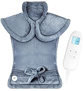 Electric Heating Pad for Neck and Shoulders and Back Pain Relief, FLUFFYWARMTH 24
