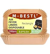 100 Pcs Air Fryer Parchment Paper Liners,8.6X5.5 In Rectangle Air Fryer Liners Disposable for Dua...