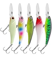 OriGlam 5pcs Minnow Fishing Lures Crankbaits, Hard Baits Swimbaits Fishing Tackle Topwater Hard B...