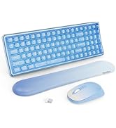 Wireless Transparent Keyboard and Mouse Combo with Soft Wrist Rest, Nowlike Ergonomic Full-Size w...