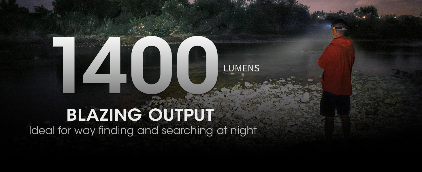 A man fishing on a riverbank at dusk. He wears a NU43 on his head.