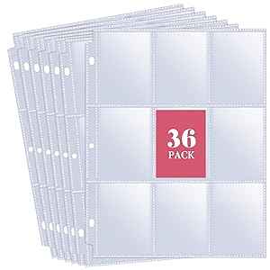 648 Pockets Double Side Trading Card Sleeve, Fabmaker 9 Pocket Card Sleeves Binder Sheets