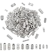 PH PandaHall 120PCS Spacers Beads, 12 Styles Tibetan Silver Beads Antique Alloy Tube Spacers Euro...