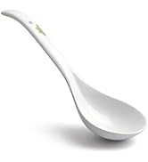 IQCWOOD Asian Porcelain Soup Spoon, 9.1 inch Bone China Big Soup Spoons with Long Handle and Deep...