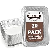 BMMXBI 20-Pack Aluminum Grill Drip Pans for 6415 Weber Grill, Universal Disposable Foil Grease Tr...