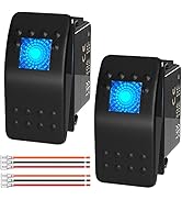 Joinfworld Marine Rocker Switch 12V 24V Lighted Rocker Switch 12 Volt 20A Blue LED 3 Pin SPST ON/...