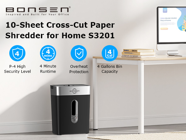 10-Sheet Cross Cut Paper Shredder for Home Office