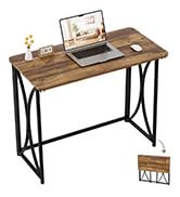 coeztt Small Desk, 31.5" Folding Table for Bedroom with Power Outlet, Space Saving Folding Comput...
