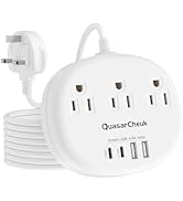 UK Ireland Travel Plug Adapter, US to UK Plug Adapter, Type G Travel Adapter with 3 Outlets 4 USB...