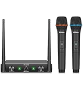 D Debra Audio AU200 Pro UHF 2 Channel Wireless Microphone System with Cordless Handheld Lavalier ...