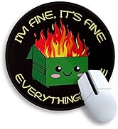 Dumpster on Fire Round Mouse Pad 8.6 x 8.6 Inch, Cute Funny Mousepad for Laptop Gaming, Stitched ...