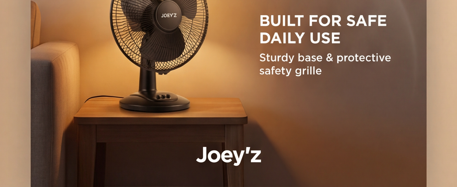 Black oscillating desk fan for home office and bedroom