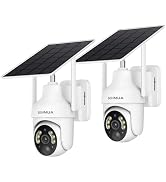 SEHMUA 2K Solar Outdoor Security Camera Wireless, 2 Pack, 360° View Pan/Tilt 2.4GHz WiFi Security...