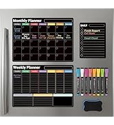 AUVIREC Magnetic Black Calendar for Refrigerator (3-Pack, Ships Flat) - 17"x12" Monthly, Weekly &amp;...