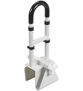 Drive Medical Adjustable Bathtub Grab Bar &amp; Bathtub Safety Rail, White