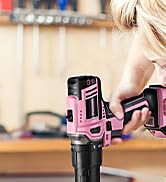 WORKPRO Pink Cordless 20V Lithium-ion Drill Driver Set, 1 Battery, Charger and Storage Bag Includ...