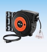 DEWENWILS Retractable Extension Cord Reel, 50 FT Heavy Duty Power Cord, 14AWG/3C SJTOW, 3 Grounde...