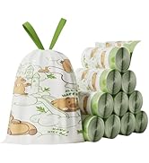 4 Gallon Trash Bags Drawstring, Portable Small Trash Bags with Printed Design, Tear-Free, Leakpro...