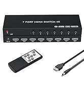 HDMI Switch 4K@60Hz, 7In 1Out HDMI Switcher Selector with IR Remote Supports Full HD 4K/1080P/3D ...