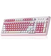 AULA 99 Key Keyboard, Wireless Gaming Keyboard Bluetooth Computer Keyboards Creamy Cute with Numb...