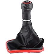 Qiilu 5 Speed Shift Boot Gear Shifter Knob Gaitor Boot Kit for Jetta Bora MK4 1999-2004