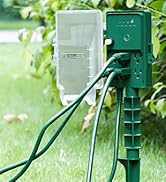 SURAIELEC Outdoor Power Stake Timer, 24-Hour Mechanical Light Timer, Electrical Power Strip Weath...