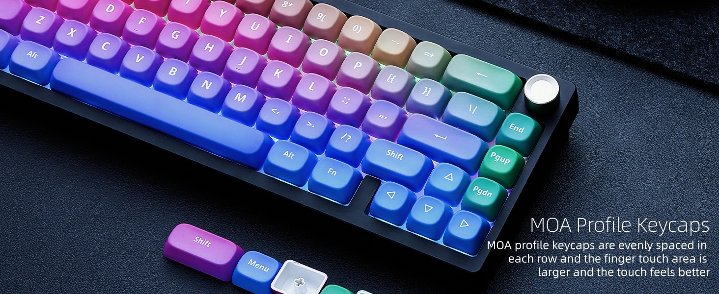 PBT Keycaps, Gradient Custom Cute Keycaps for Mechanical Keyboard MOA Profile Keycap