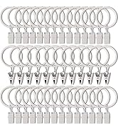 AMZSEVEN 40 Pack Curtain Rings with Clips, Drapery Clips with Rings, Drapes Rings 1.26 in Interio...