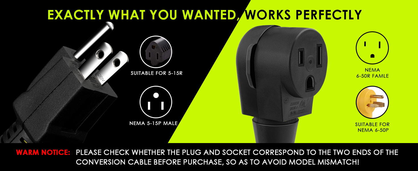 5-15p to 6-50r Welder Adapter Cord