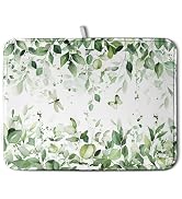 Sage Green Leaf Dish Drying Mat for Kitchen Counter Spring Eucalyptus Leaves Drying Mats Summer F...